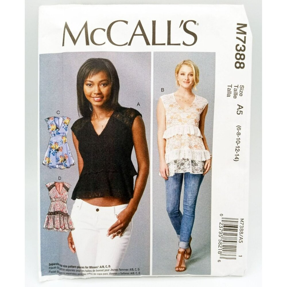 McCalls Pattern M7388 A5 US Size A5 6,8,10,12,14 Misses Top Sewing Craft Uncut